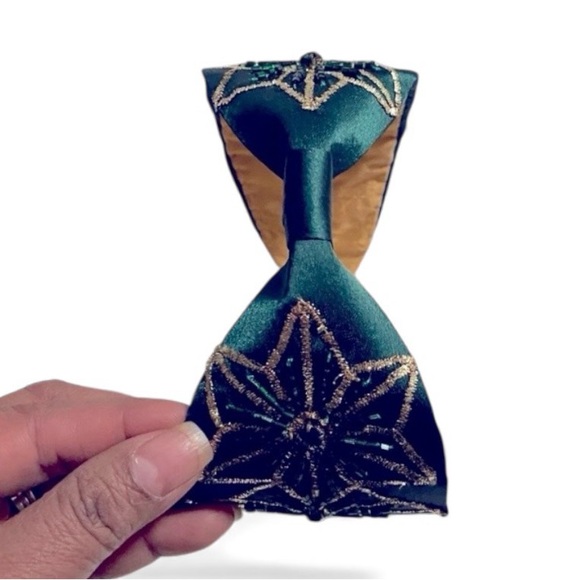 New Handmade NamJosh Headband Made in India in Emerald Green/Gold - Picture 3 of 12